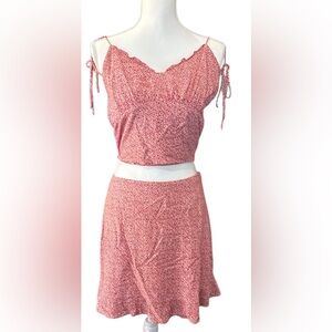 Abercrombie & Fitch red Mini A-Line Skirt Set top size S bottom size M